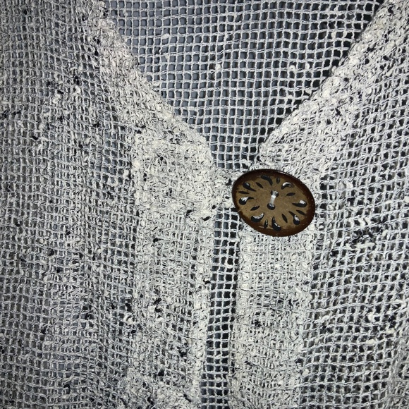 Nina Leonard crochet cropped sweater cardigan jacket Sz M asymmetrical hem - Picture 3 of 7